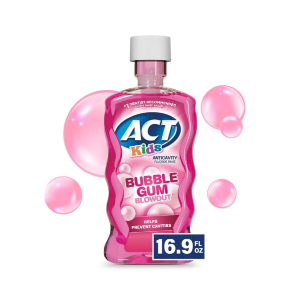 ACT Kids Anticavity Fluoride Rinse, Bubble Gum Blowout, 16.9 fl. oz