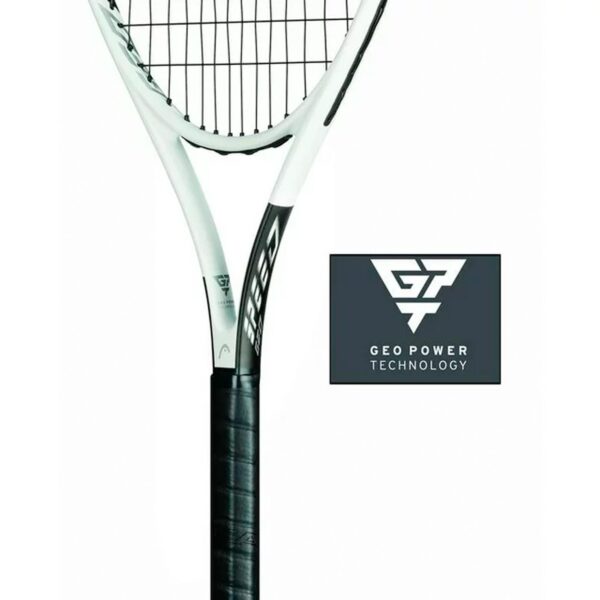 Geo Speed Adult Tennis Racquet, Pre-Strung, Black_White, 10.4 oz. Weight, 105 Sq. in. Racquet Head Size - Image 2