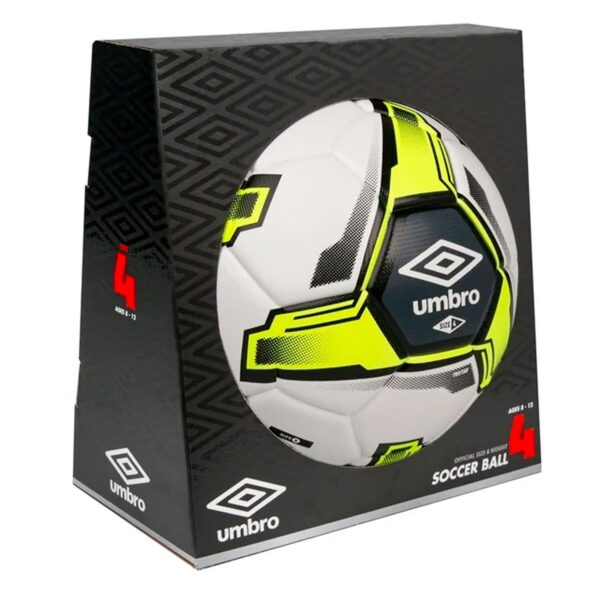 Umbro Tristar Size 4 Youth and Beginner Soccer Ball, White_Black_Yellow - Image 3